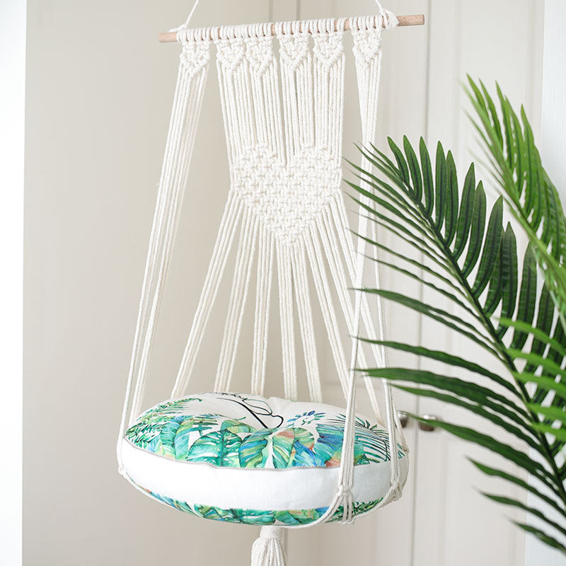 KFX-4095293 Cotton Rope Woven Pet Nest for Cats and Dogs, Hanging Basket Design