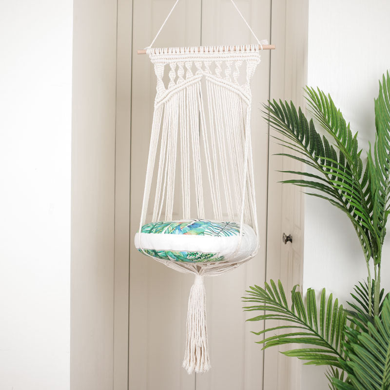 KFX-4095293 Cotton Rope Woven Pet Nest for Cats and Dogs, Hanging Basket Design