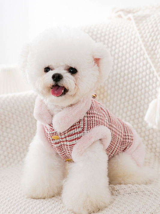 KFX-4095677 Thickened Cotton Pet Clothes for Autumn and Winter – Casual Red Style in Various Sizes