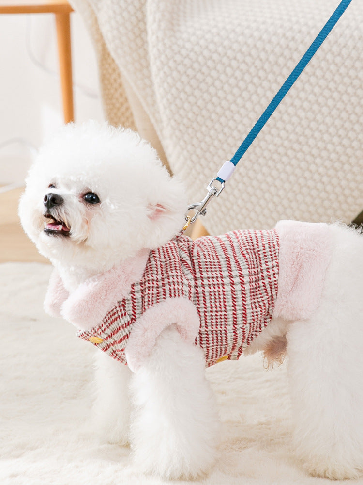KFX-4095677 Thickened Cotton Pet Clothes for Autumn and Winter – Casual Red Style in Various Sizes