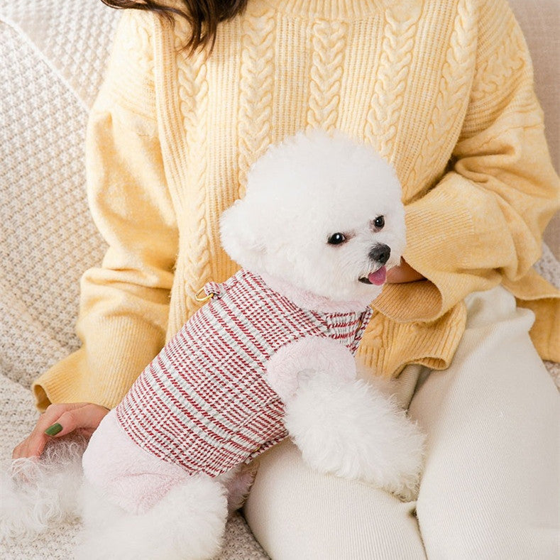 KFX-4095677 Thickened Cotton Pet Clothes for Autumn and Winter – Casual Red Style in Various Sizes