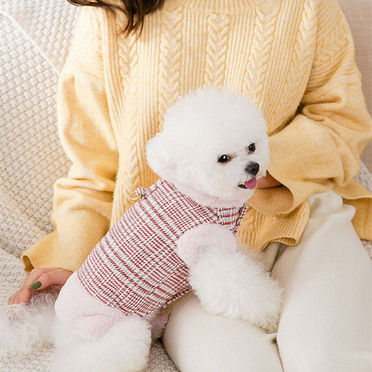KFX-4095677 Thickened Cotton Pet Clothes for Autumn and Winter – Casual Red Style in Various Sizes
