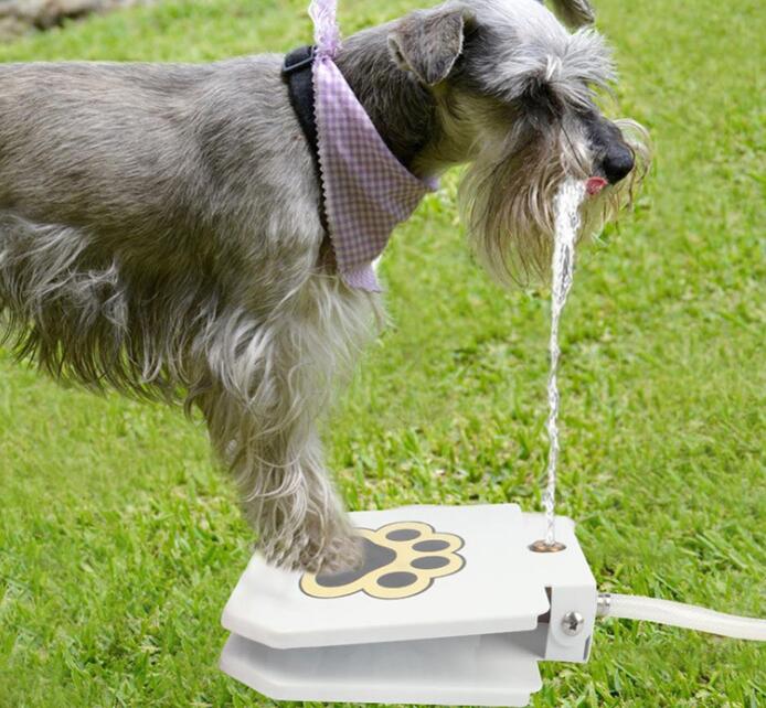 KFX-4097085 Outdoor Pet Water Fountain with Hose Attachment and Paw Pad Activation