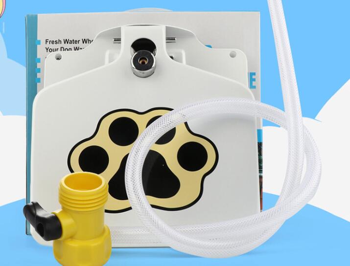 KFX-4097085 Outdoor Pet Water Fountain with Hose Attachment and Paw Pad Activation