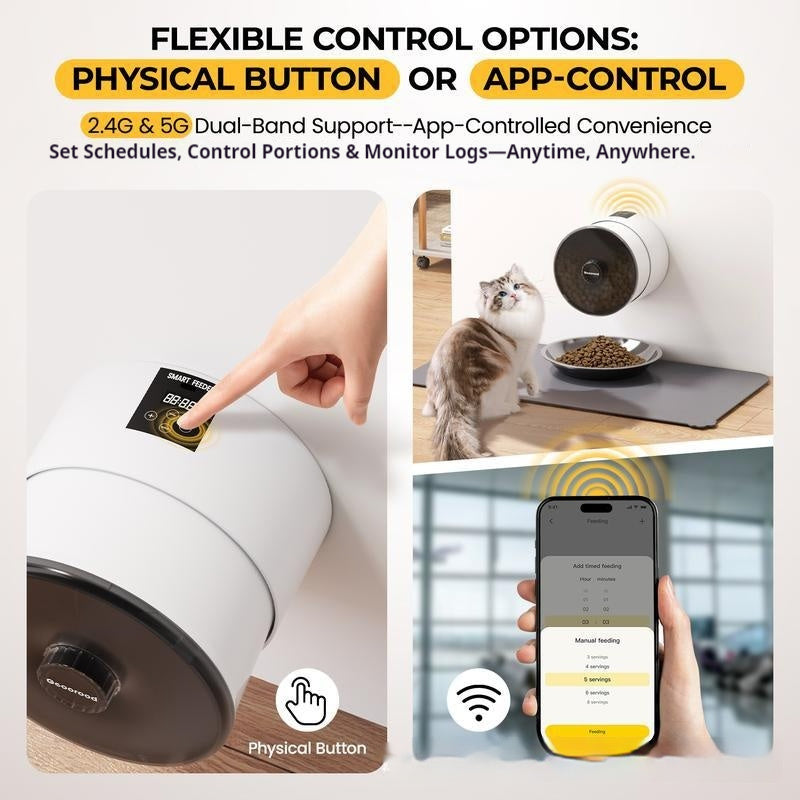 KFX-4097213 Automatic Pet Feeder with Remote Control for Timed Dog and Cat Food Dispensing
