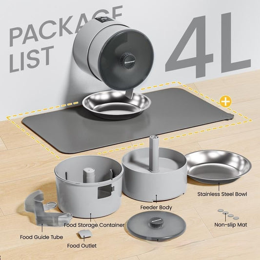 KFX-4097213 Automatic Pet Feeder with Remote Control for Timed Dog and Cat Food Dispensing