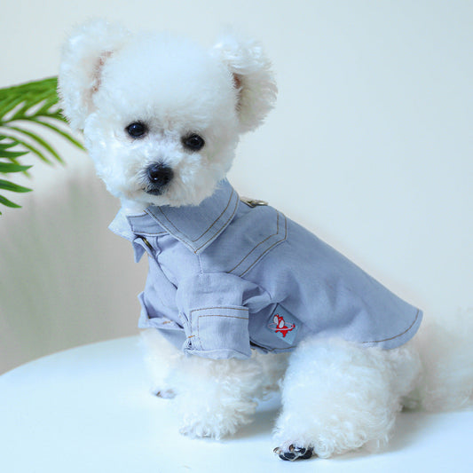 KFX-4097597 Denim Dog Shirt for Pets - Stylish Polyester Pet Clothing