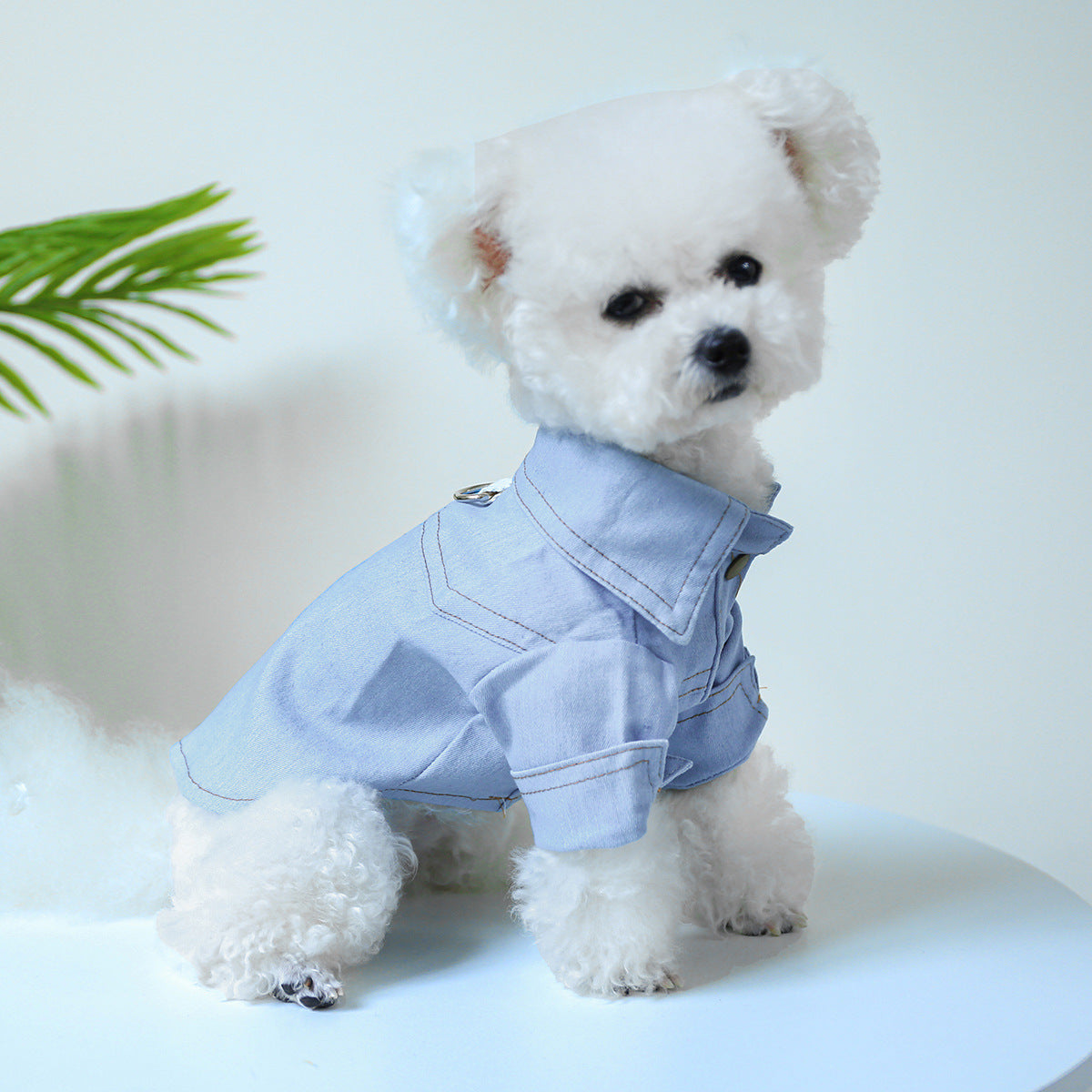 KFX-4097597 Denim Dog Shirt for Pets - Stylish Polyester Pet Clothing