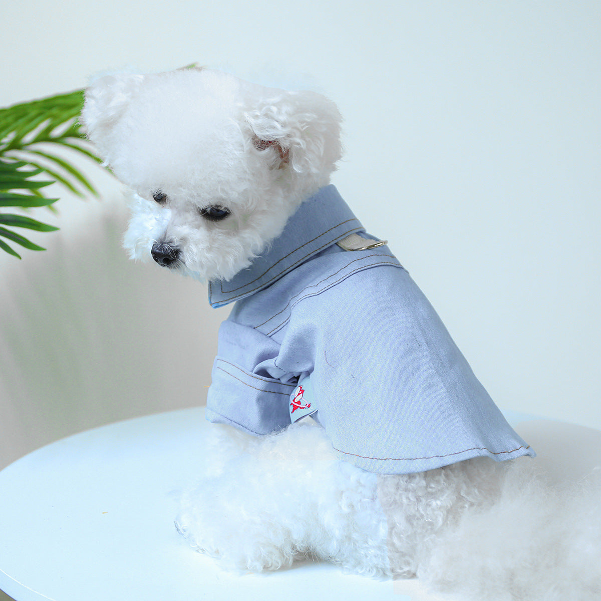 KFX-4097597 Denim Dog Shirt for Pets - Stylish Polyester Pet Clothing