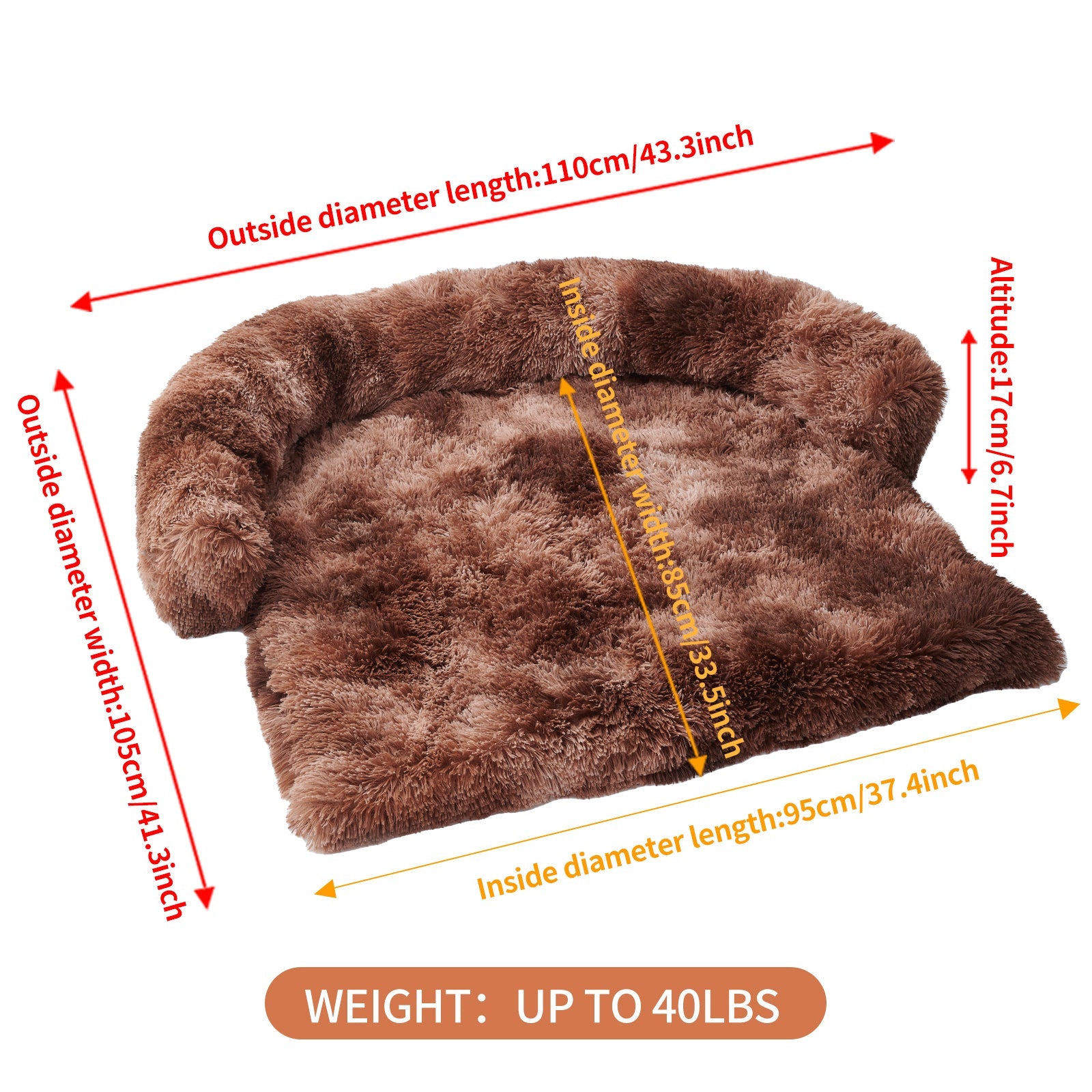 KFX-4098493 Fluffy Plush Dog Bed with Removable Washable Cover for Medium to Large Pets