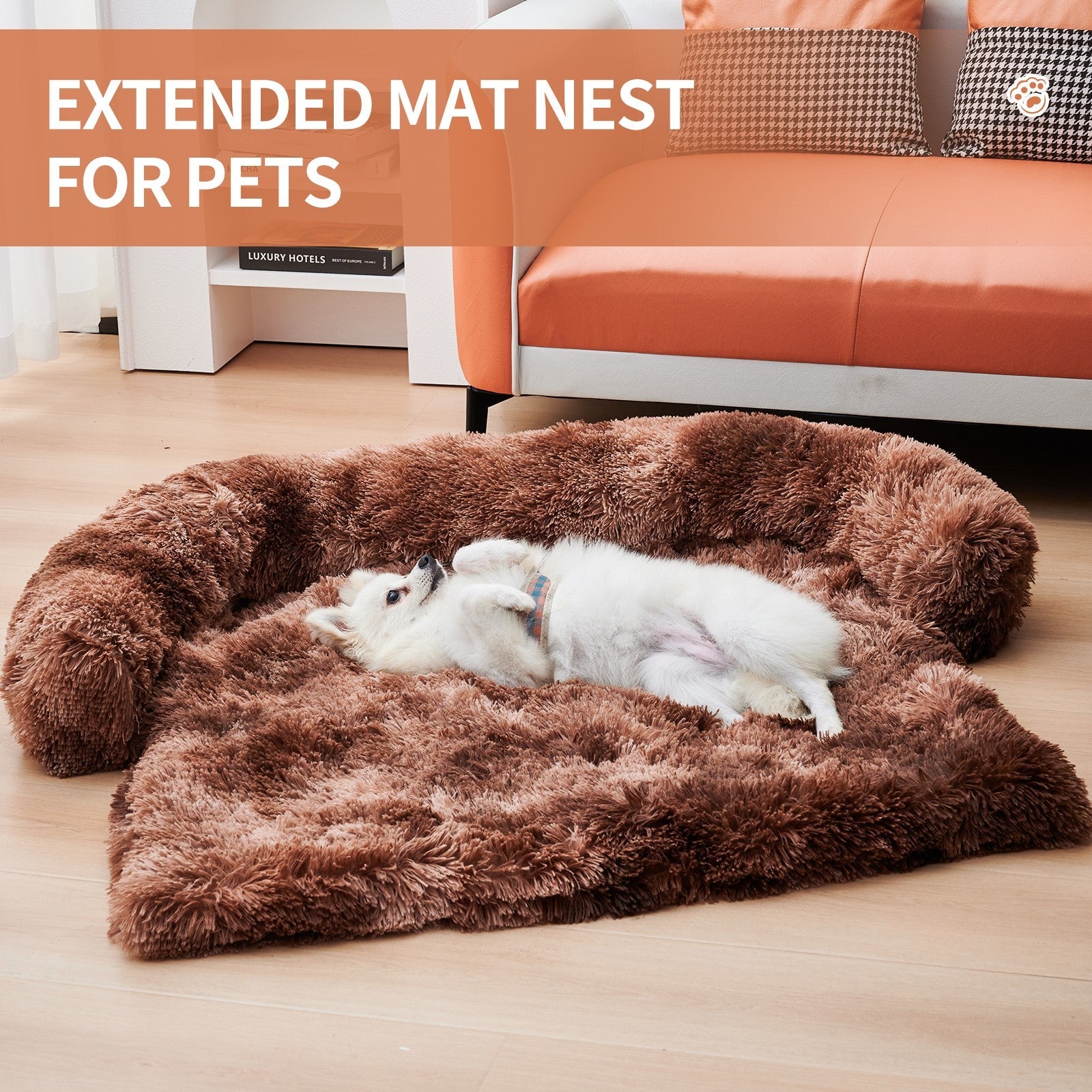 KFX-4098493 Fluffy Plush Dog Bed with Removable Washable Cover for Medium to Large Pets