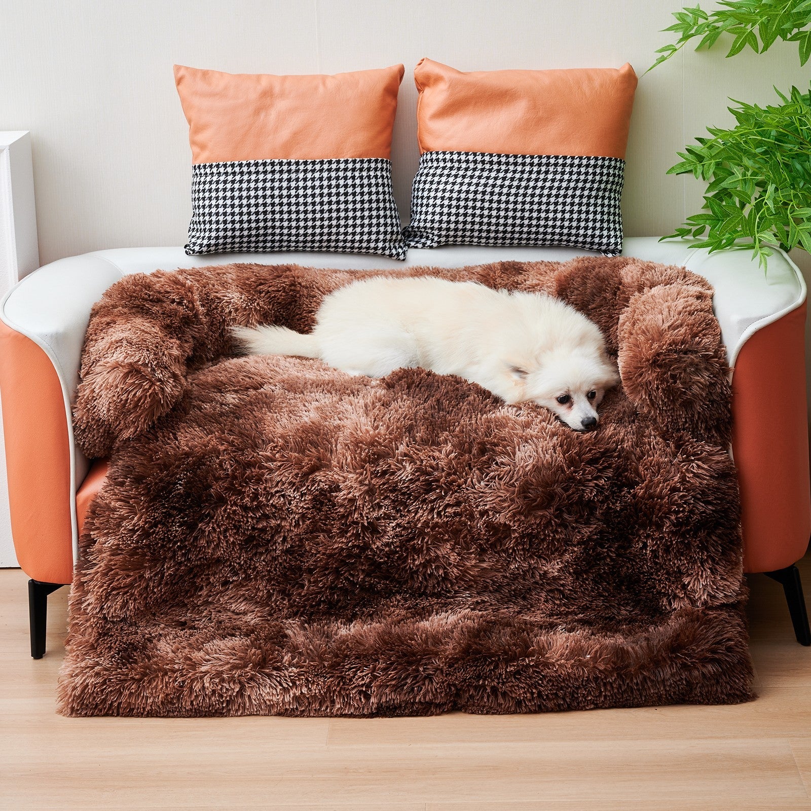 KFX-4098493 Fluffy Plush Dog Bed with Removable Washable Cover for Medium to Large Pets