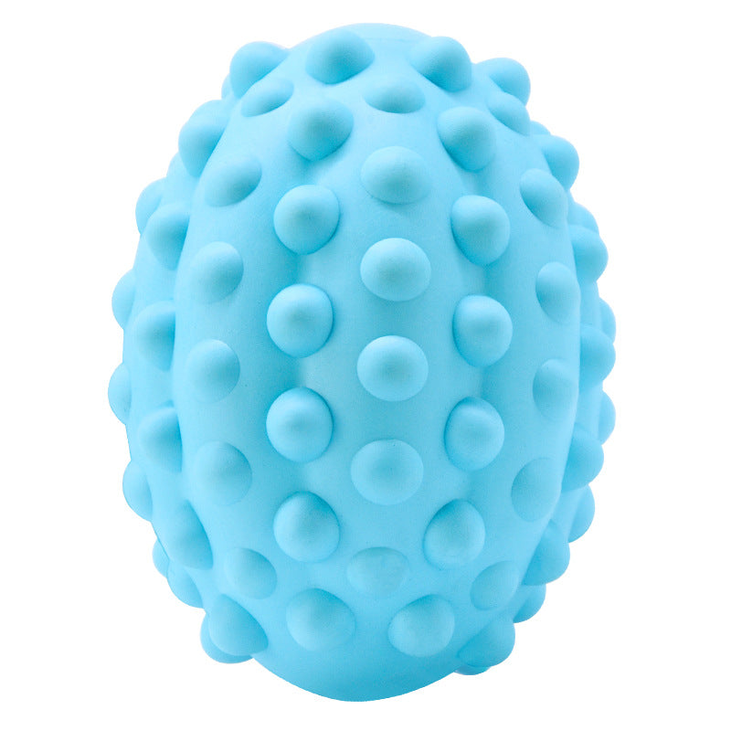 KFX-4099645 Natural Rubber Rugby Pet Toy for Dental Care and Vocal Play, Beef Flavor, 11.5x7 cm