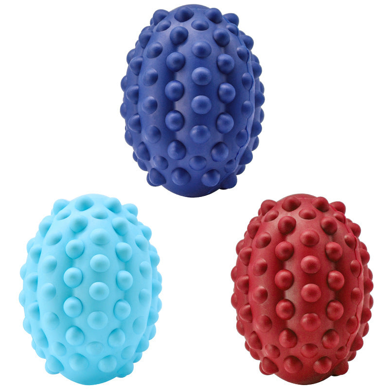 KFX-4099645 Natural Rubber Rugby Pet Toy for Dental Care and Vocal Play, Beef Flavor, 11.5x7 cm