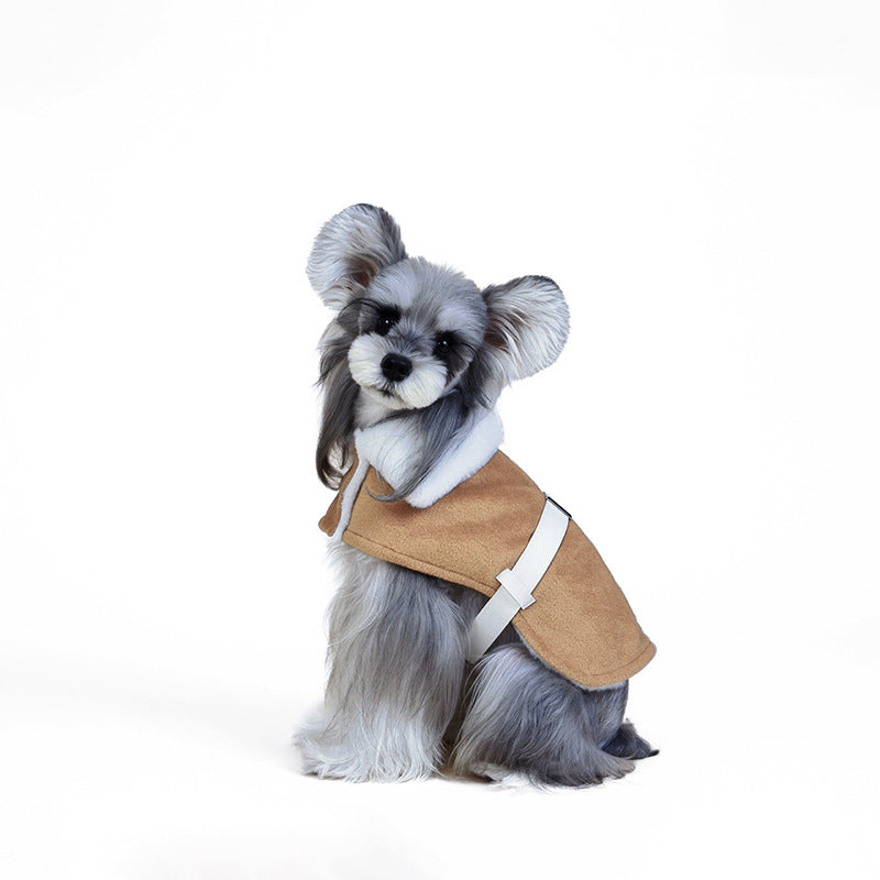 KFX-4102077 Plush Greyhound Cloak Coat for Dogs in Brown - Warm Wool Fabric, Multiple Sizes Available
