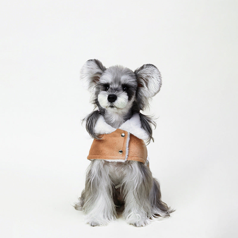 KFX-4102077 Plush Greyhound Cloak Coat for Dogs in Brown - Warm Wool Fabric, Multiple Sizes Available