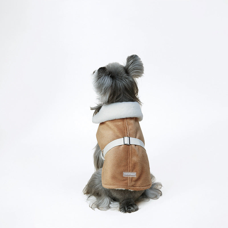 KFX-4102077 Plush Greyhound Cloak Coat for Dogs in Brown - Warm Wool Fabric, Multiple Sizes Available