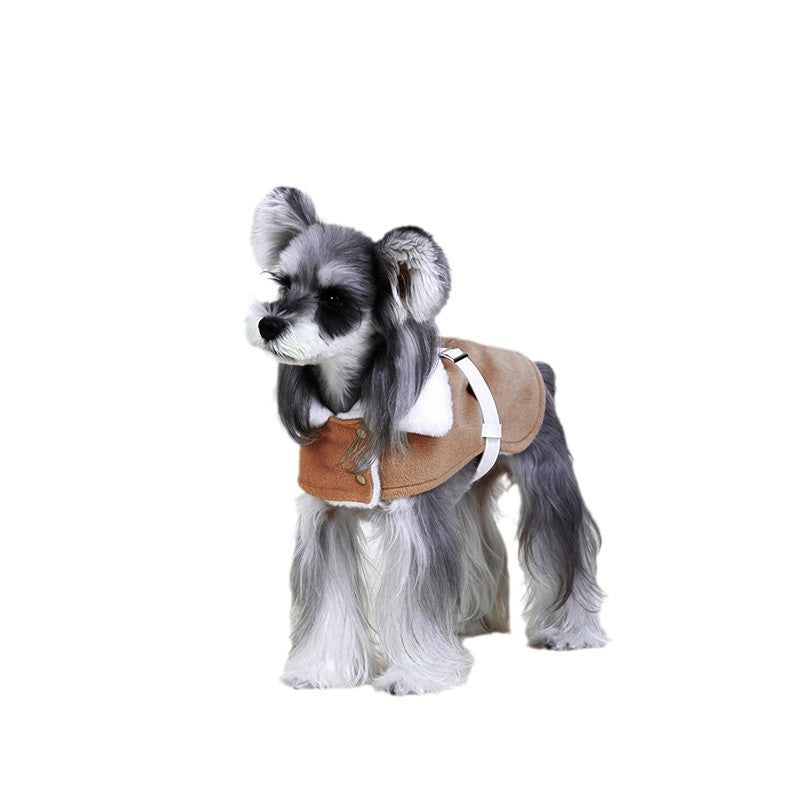 KFX-4102077 Plush Greyhound Cloak Coat for Dogs in Brown - Warm Wool Fabric, Multiple Sizes Available