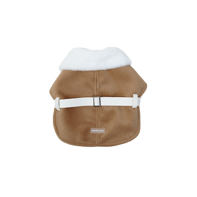 KFX-4102077 Plush Greyhound Cloak Coat for Dogs in Brown - Warm Wool Fabric, Multiple Sizes Available