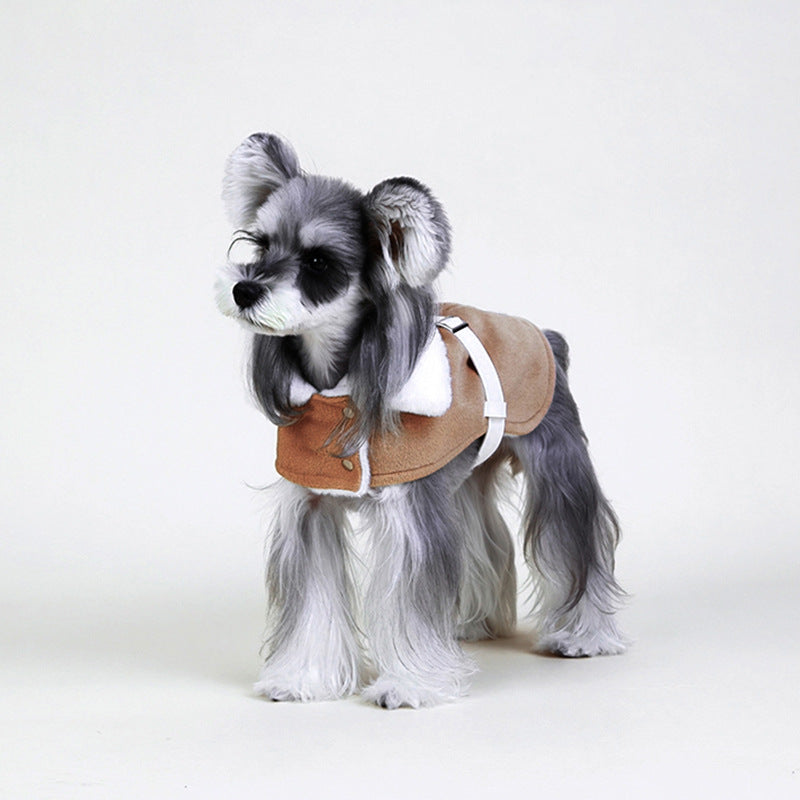 KFX-4102077 Plush Greyhound Cloak Coat for Dogs in Brown - Warm Wool Fabric, Multiple Sizes Available
