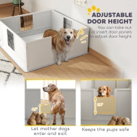 KFX-4102461 Dog Whelping Box with Washable Pee Pad, Adjustable Pine Wood Structure for Large Breeds