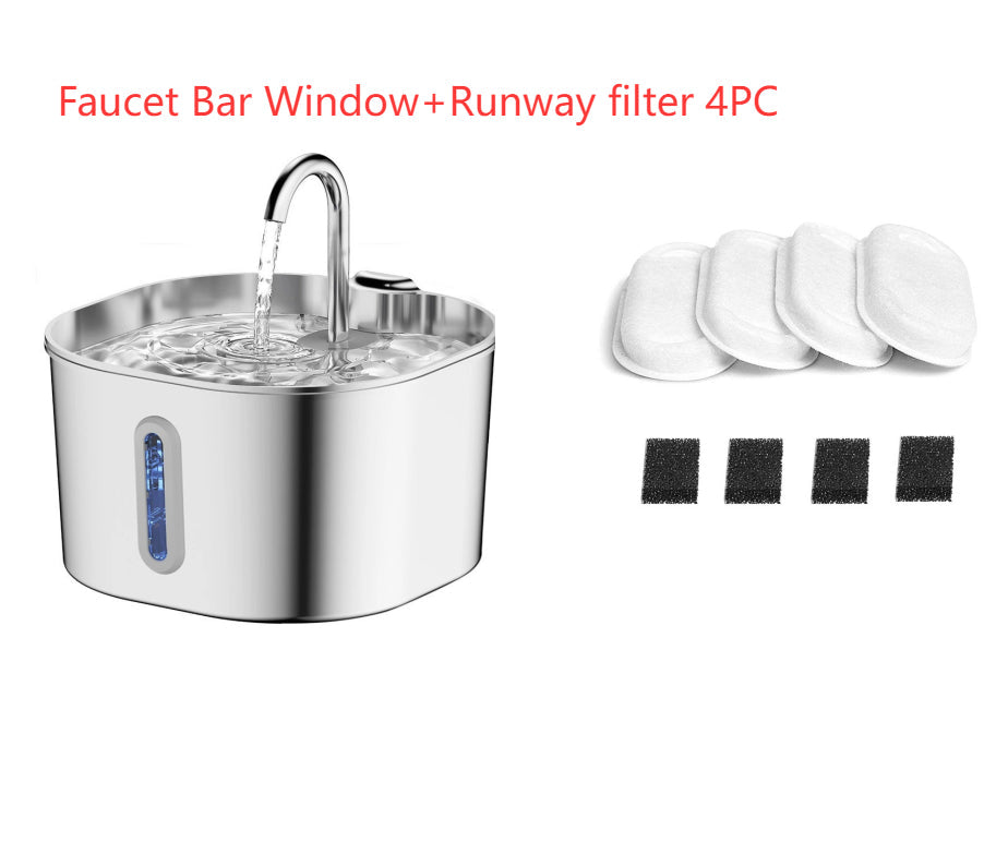 KFX-4102845 Stainless Steel Automatic Pet Water Dispenser with Large 2.2L Capacity for Dogs and Cats