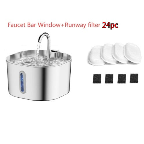 KFX-4102845 Stainless Steel Automatic Pet Water Dispenser with Large 2.2L Capacity for Dogs and Cats