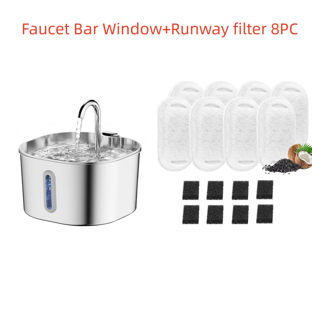 KFX-4102845 Stainless Steel Automatic Pet Water Dispenser with Large 2.2L Capacity for Dogs and Cats