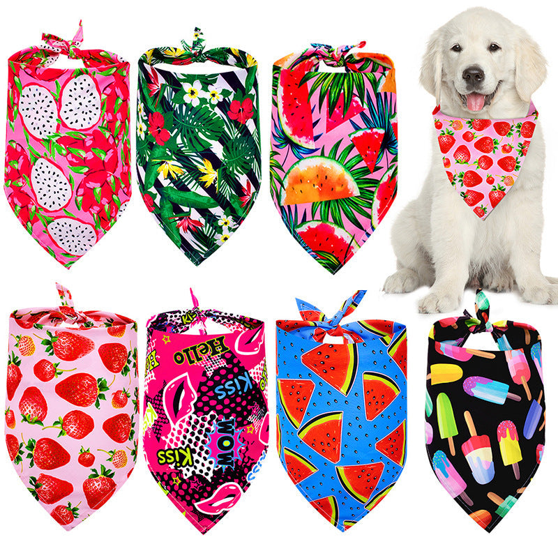 KFX-4104381 Pet Triangle Drool Towel in Summer Fruit Designs for Dogs