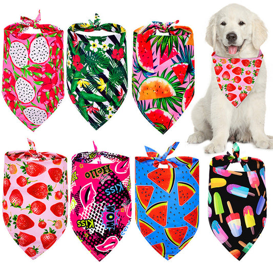 KFX-4104381 Pet Triangle Drool Towel in Summer Fruit Designs for Dogs