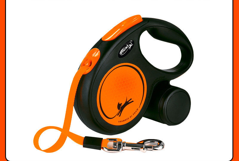 KFX-4106557 Automatic Retractable Orange Dog Leash - 5M Length for Small and Medium Dogs