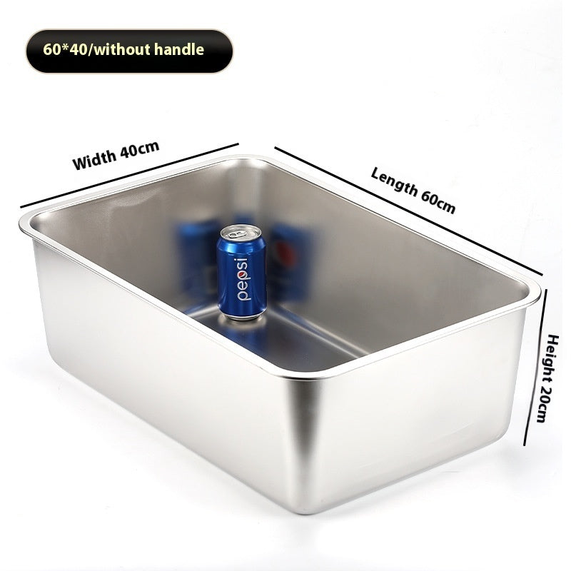 KFX-4108221 Durable Stainless Steel Litter Box - Large Anti-Wear and Anti-Corrosion Design (60x40x20 cm)