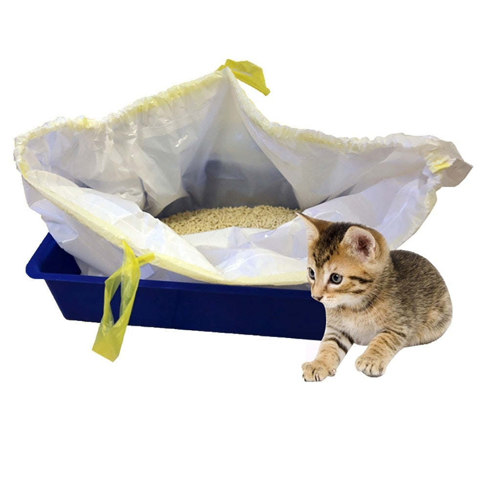 KFX-4108349 Durable Disposable Cat Sandbags with Drawstring – 7 Pieces per Roll, Sizes Small, Medium, Large
