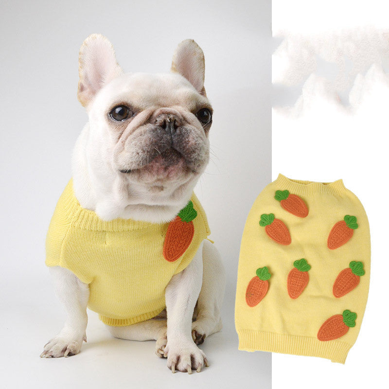 KFX-4110525 Cozy Yellow Pet Sweater for Autumn Winter, Thick and Fluffy Design, Available in Sizes S to XL