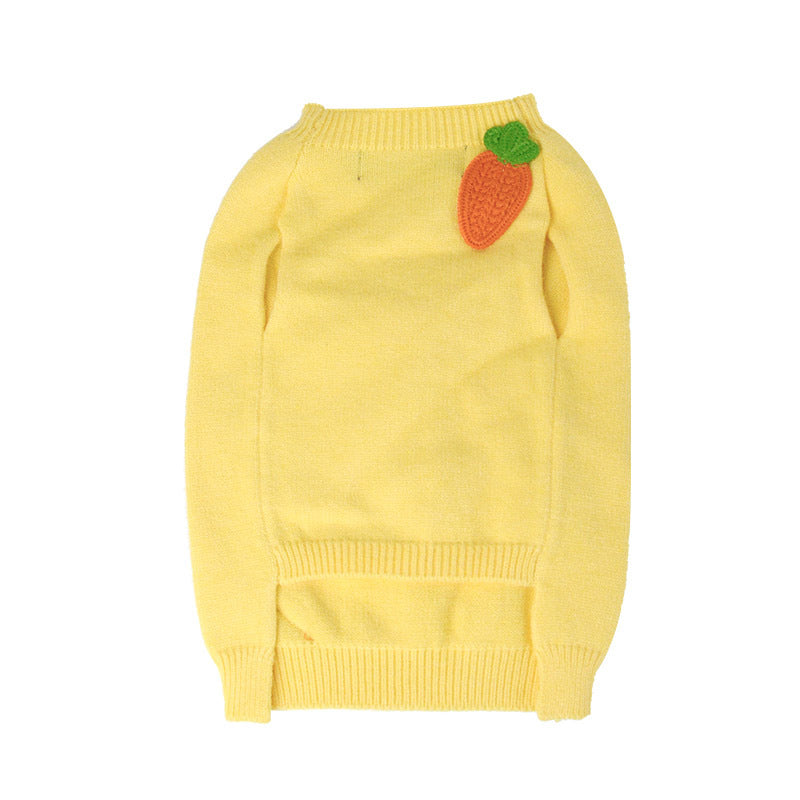 KFX-4110525 Cozy Yellow Pet Sweater for Autumn Winter, Thick and Fluffy Design, Available in Sizes S to XL