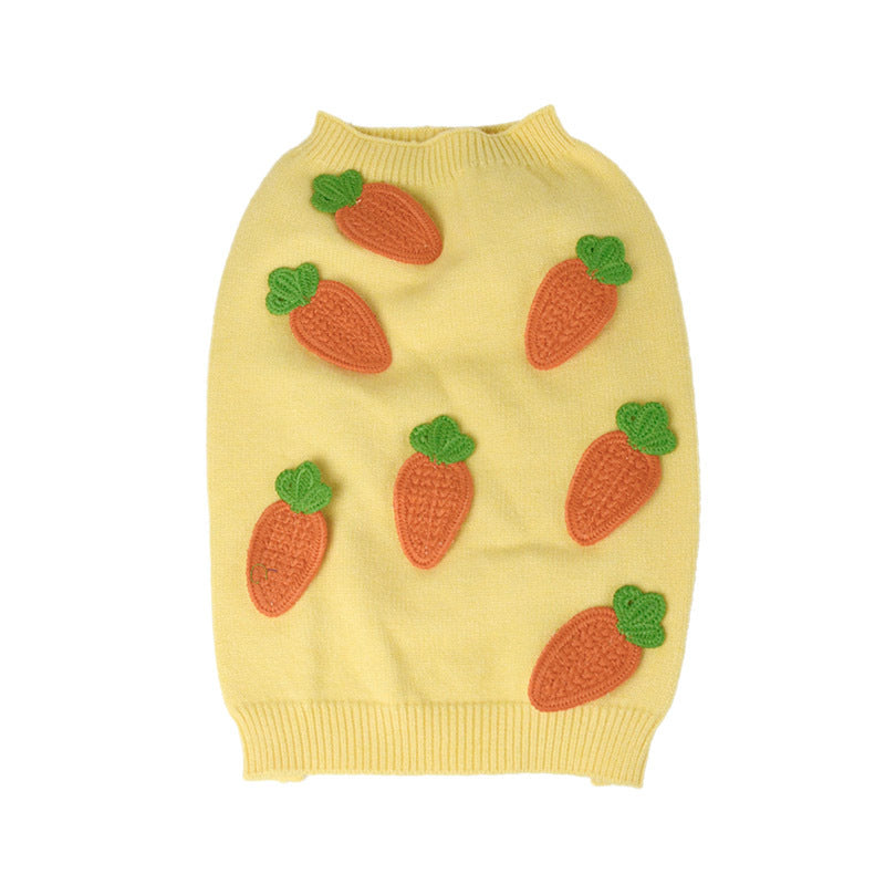 KFX-4110525 Cozy Yellow Pet Sweater for Autumn Winter, Thick and Fluffy Design, Available in Sizes S to XL