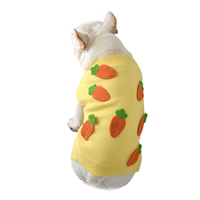 KFX-4110525 Cozy Yellow Pet Sweater for Autumn Winter, Thick and Fluffy Design, Available in Sizes S to XL
