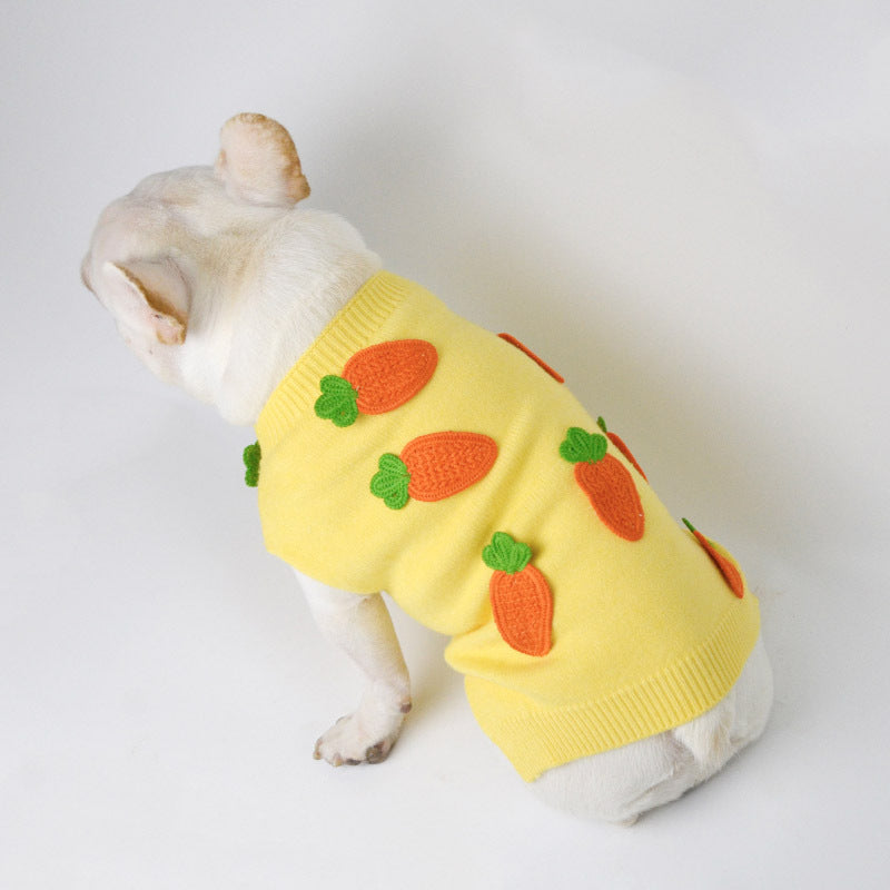 KFX-4110525 Cozy Yellow Pet Sweater for Autumn Winter, Thick and Fluffy Design, Available in Sizes S to XL