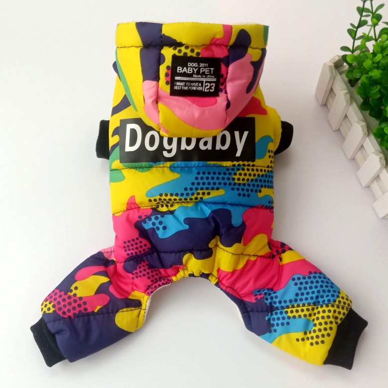 KFX-4110909 Winter Cotton-Padded Four-Legged Dog Clothes in Camouflage Print