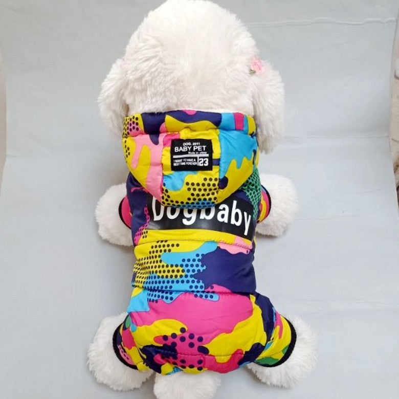 KFX-4110909 Winter Cotton-Padded Four-Legged Dog Clothes in Camouflage Print