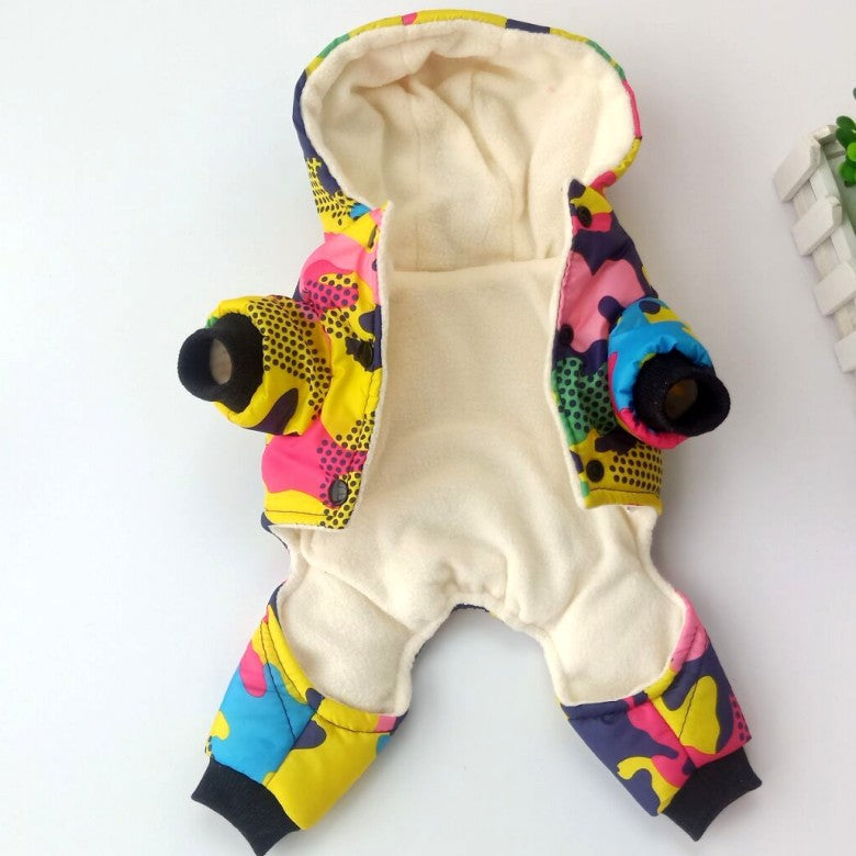 KFX-4110909 Winter Cotton-Padded Four-Legged Dog Clothes in Camouflage Print