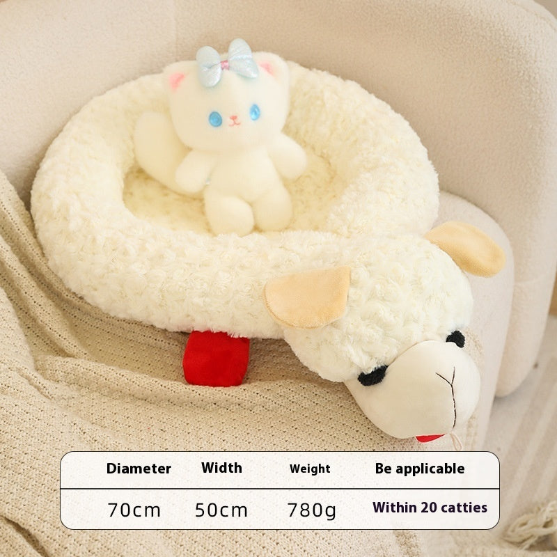 KFX-4111165 Plush Universal Pet Nest Mattress for Dogs and Cats - 70X50cm, White