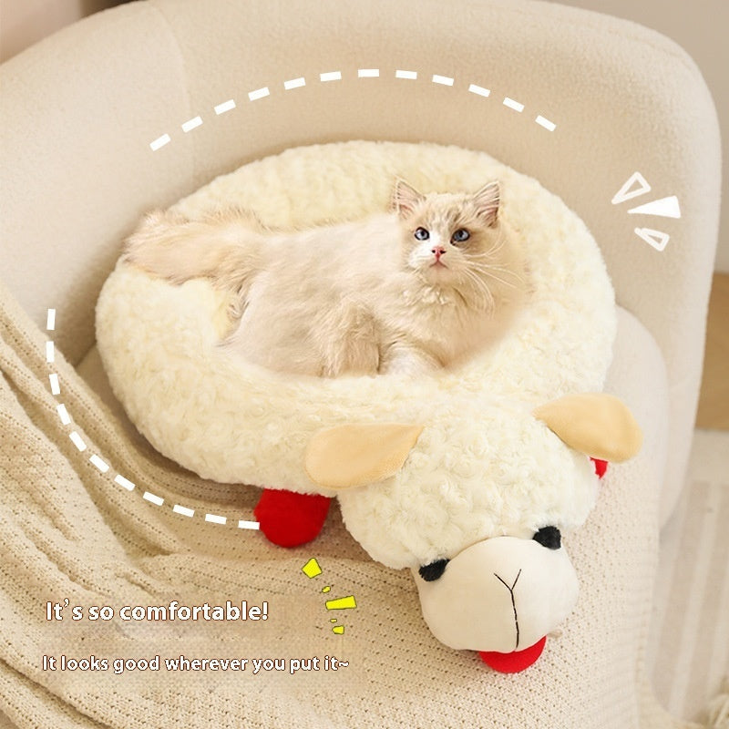 KFX-4111165 Plush Universal Pet Nest Mattress for Dogs and Cats - 70X50cm, White