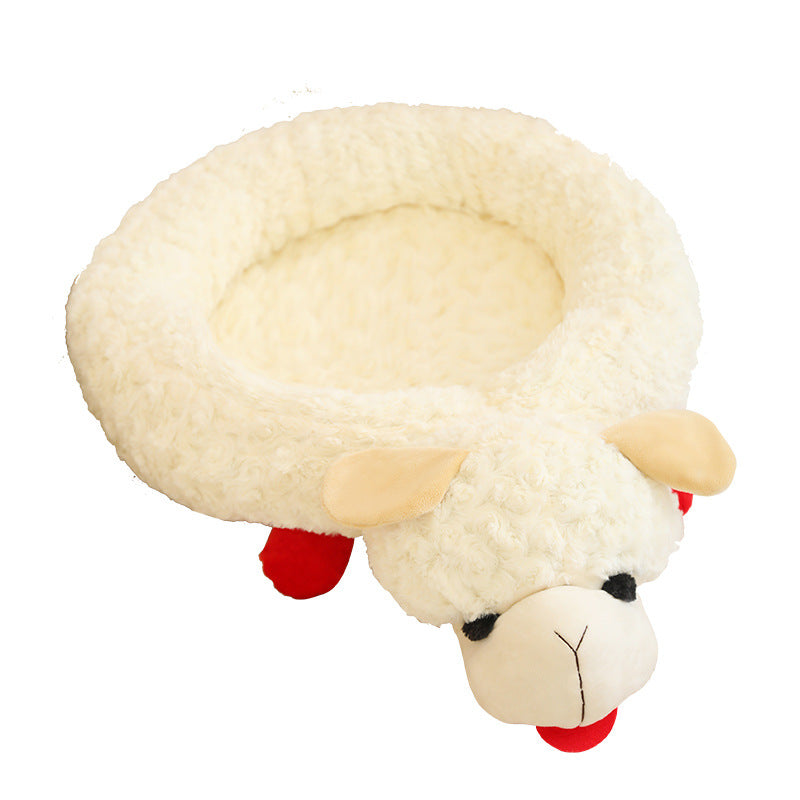 KFX-4111165 Plush Universal Pet Nest Mattress for Dogs and Cats - 70X50cm, White