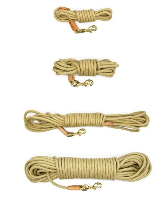 KFX-4112317 Adjustable Dog Training Belt - Available in Beige and Coffee, Lengths from 3m to 20m, 0.8cm Diameter