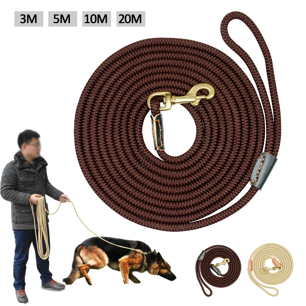 KFX-4112317 Adjustable Dog Training Belt - Available in Beige and Coffee, Lengths from 3m to 20m, 0.8cm Diameter