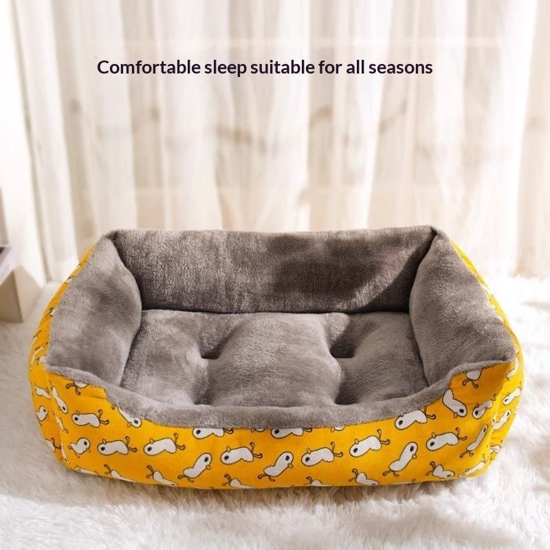 KFX-4112573 Cozy Winter Dog Kennel and All-Season Cat Nest in Yellow and Gray