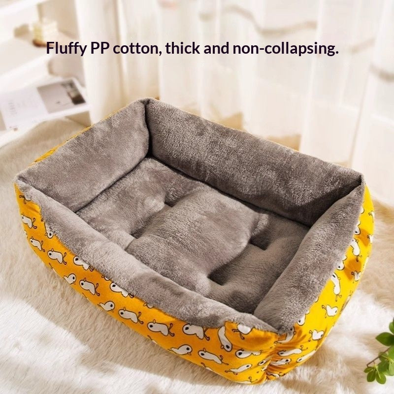 KFX-4112573 Cozy Winter Dog Kennel and All-Season Cat Nest in Yellow and Gray