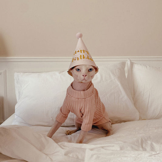 KFX-4116669 Cotton Stretch Minimalist Cat Outfit for Hairless Breeds - Casual Wear in Lotus Root Color
