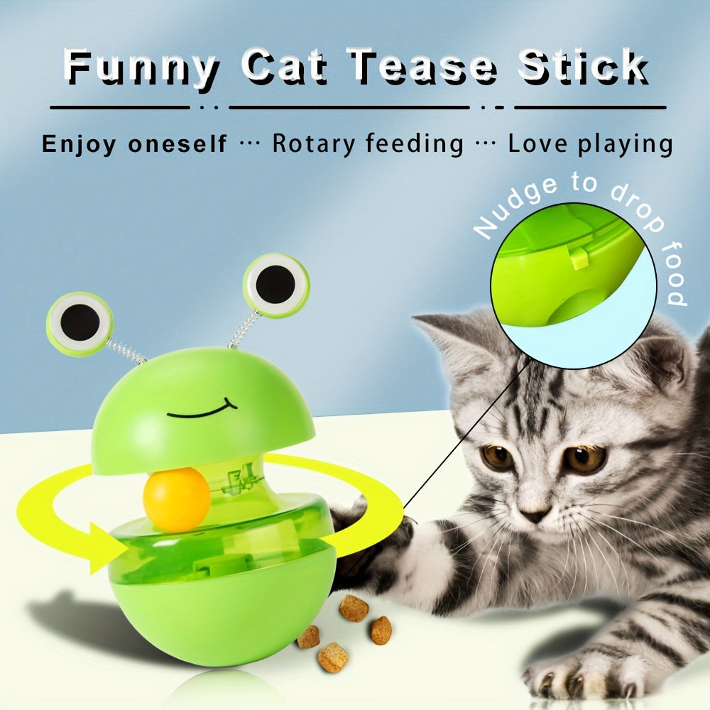 KFX-4119101 Green Frog Tumbler Cat Toy with Food Dropping Feature